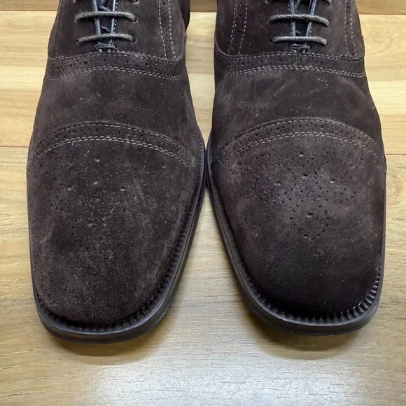 To Boot Adam Derrick Mens Dress Shoes Size 10.5 Dark Brown Suede Cap Toe - Picture 3 of 11